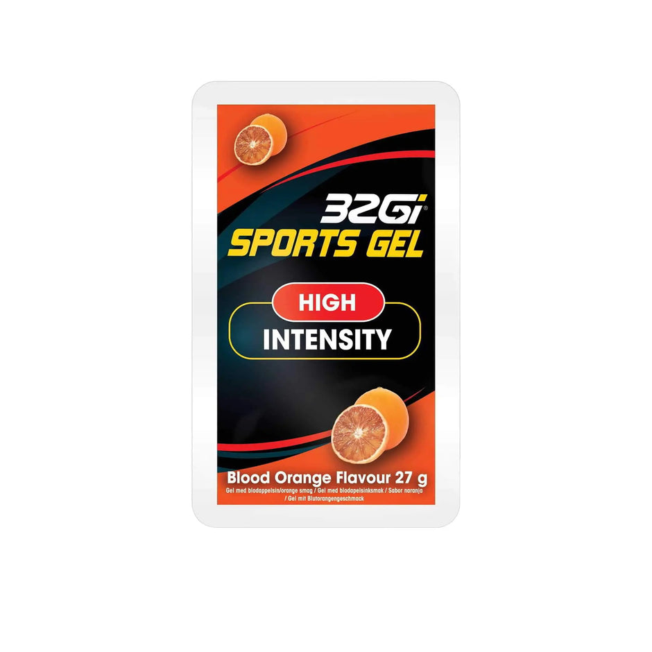 32Gi Sports Gel in Blood Orange flavour, 27 g, designed for high intensity endurance sports fueling and hydration.