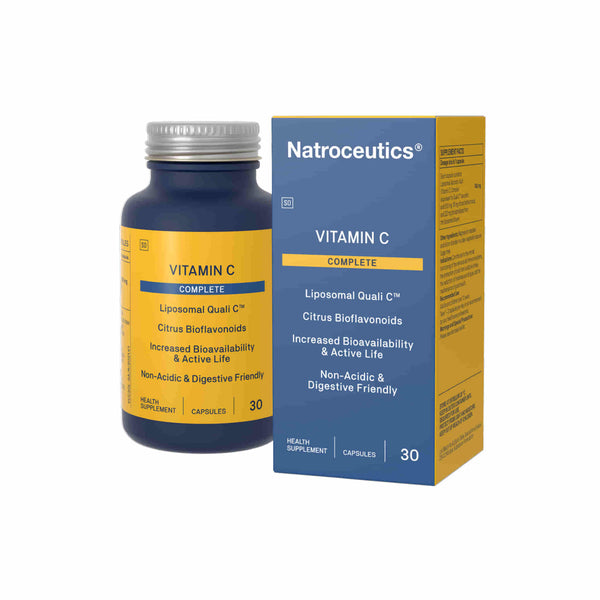 Natroceutics Vitamin C Complete capsules with Liposomal Quali C and citrus bioflavonoids for enhanced absorption.
