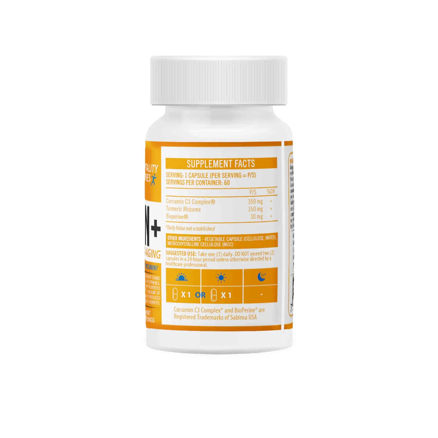 NeuroActive Curcumin Plus supplement bottle showcasing supplement facts and ingredients for natural anti-inflammatory support.