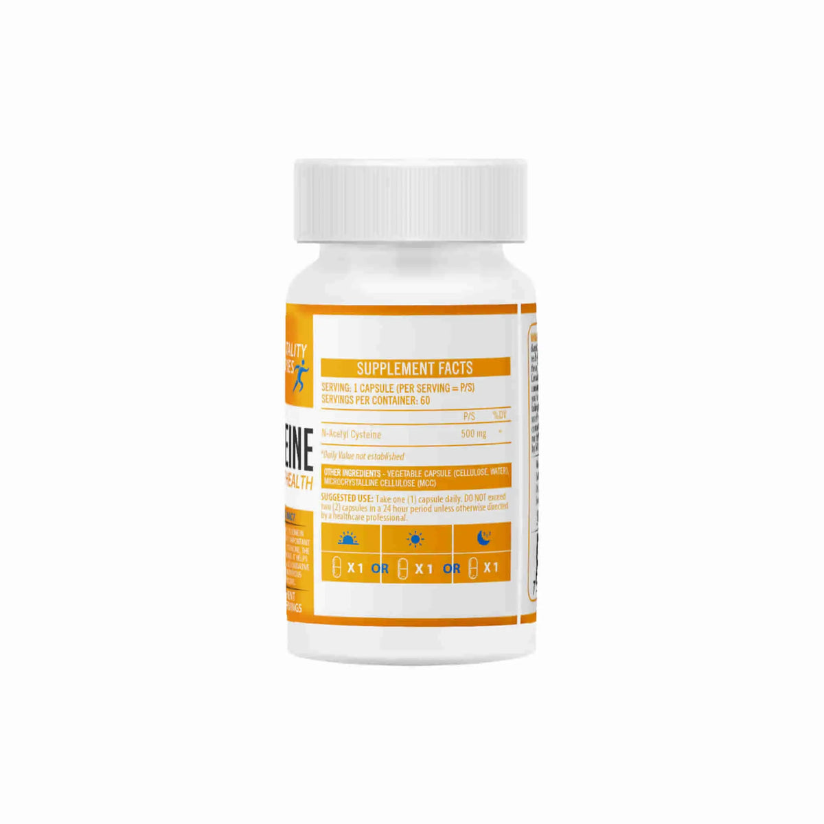 NeuroActive N-Acetyl Cysteine supplement bottle with detailed labels and serving facts for health benefits.