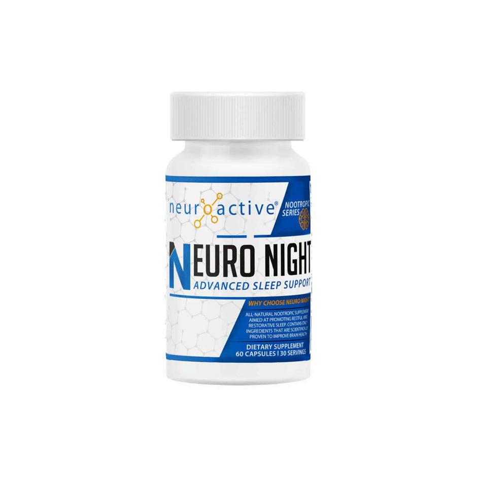 NeuroActive Neuro Night supplement bottle for advanced sleep support, promoting restful and restorative sleep.