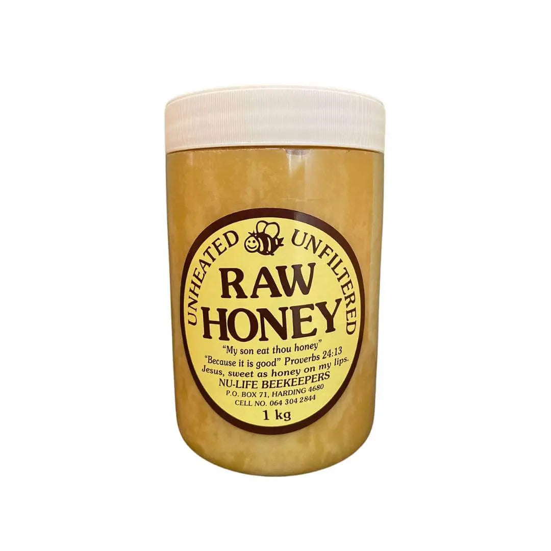 Unheated unfiltered raw honey jar, 1 kg, natural product promoting health and quality from South African bees.