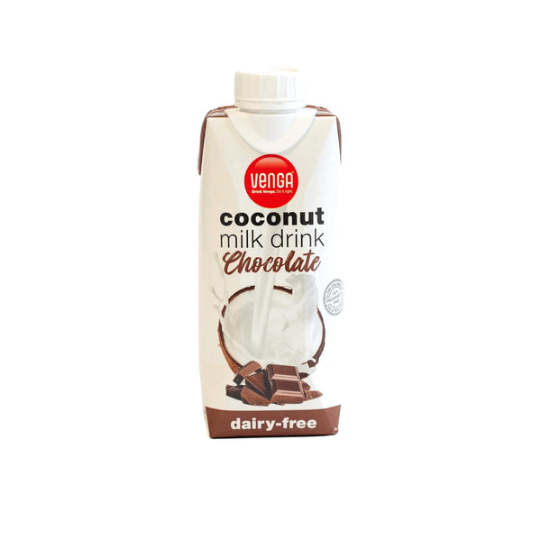 Venga Coconut Milk Chocolate Drink, dairy-free, 220 calories, Halaal certified, gluten-free, preservatives-free.