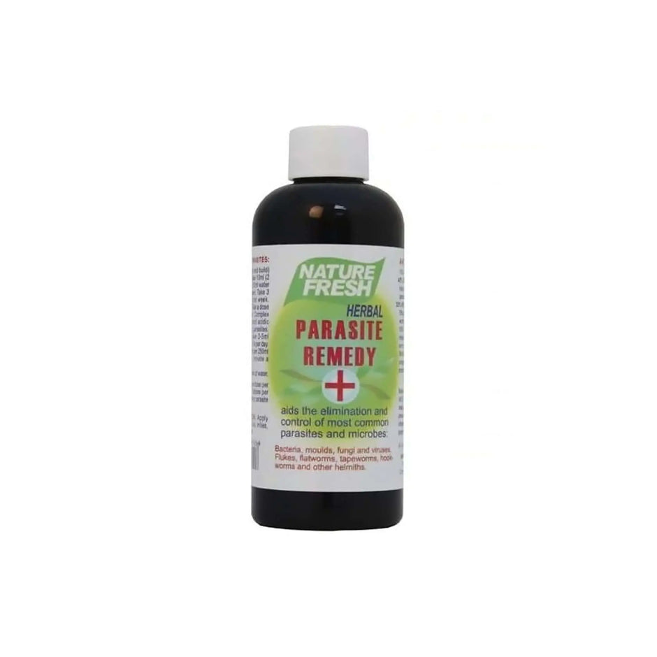 Nature Fresh Herbal Parasite Remedy 200ml bottle, promotes elimination of parasites and microbes with natural ingredients.