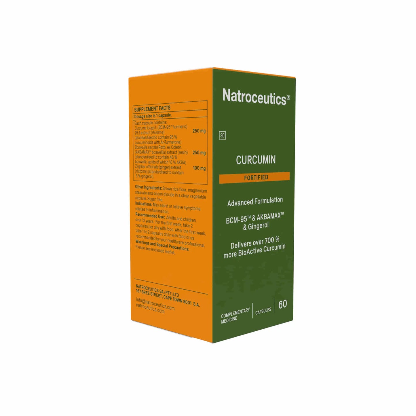 Natroceutics Curcumin Fortified supplement box featuring advanced inflammatory support formulation with BCM-95 and ginger.