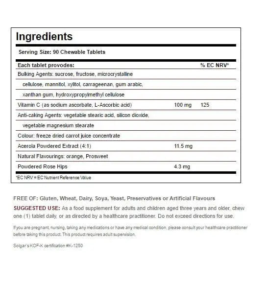 SOLGAR KANGAVITES VITAMIN C ORANGE - Solgar | Energize Health