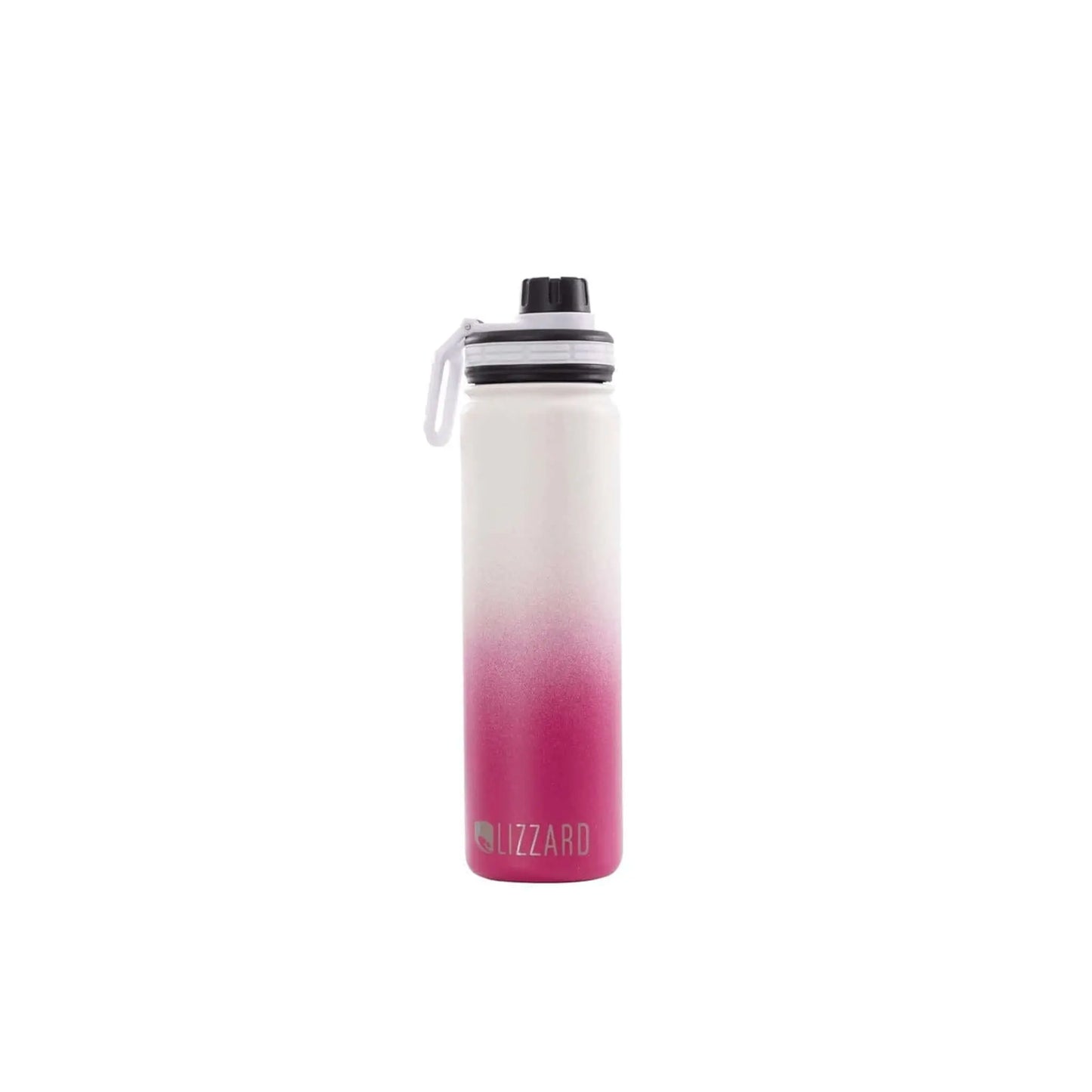 Lizzard Flask 650ml in gradient white and pink, double-walled vacuum sealed stainless steel for beverage storage.