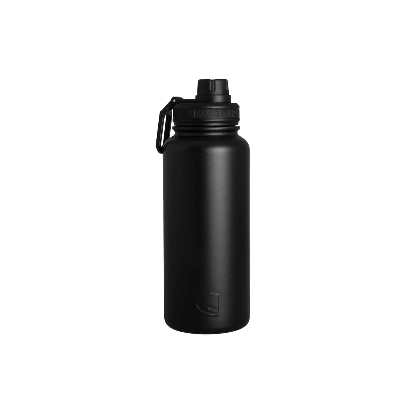 Lizzard Flask 960ml sleek black stainless steel water bottle with spill-proof lid and carrying handle.