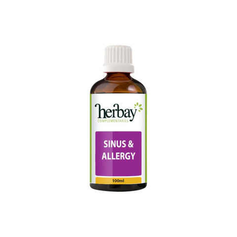 Herbay Sinus & Allergy product bottle for fast relief from sinus and allergy symptoms, 100ml.