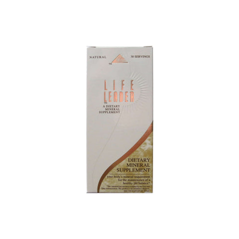Life Leader Mineral Supplement box featuring dietary mineral formula for healthy pH balance, 30 servings.
