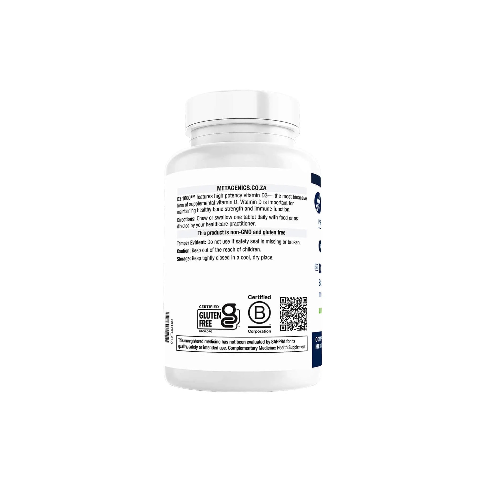 Metagenics D3 1000iu + 25% Extra Tablets FREE Metagenics