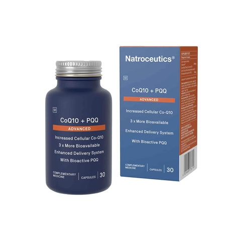 Natroceutics CoQ10 + PQQ Advanced capsules with enhanced delivery system and increased bioavailability.