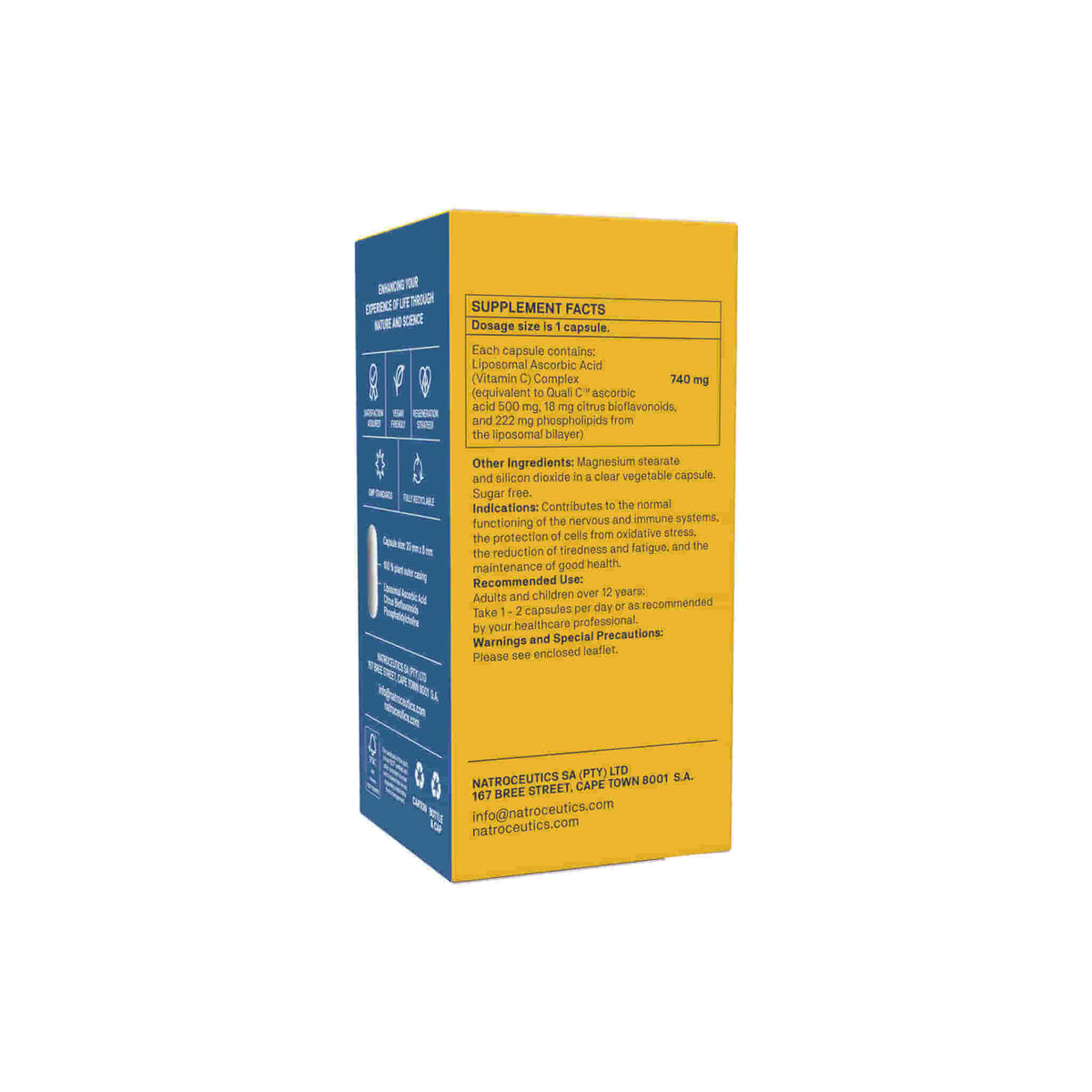 Natroceutics Vitamin C Complete supplement facts label showing ingredient details and nutritional information.