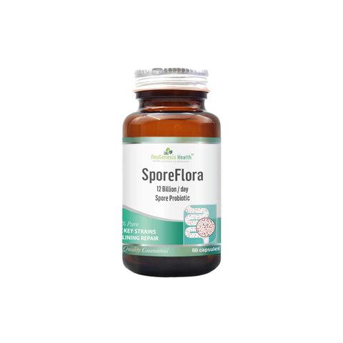 NeoGenesis SporeFlora 12 Billion probiotic capsules for digestive health and microbiome support.