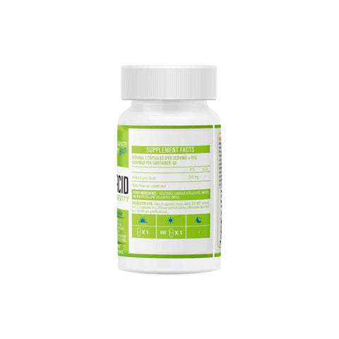 NeuroActive Alpha-Lipoic Acid supplement bottle, supports energy metabolism and longevity, 60 capsules.