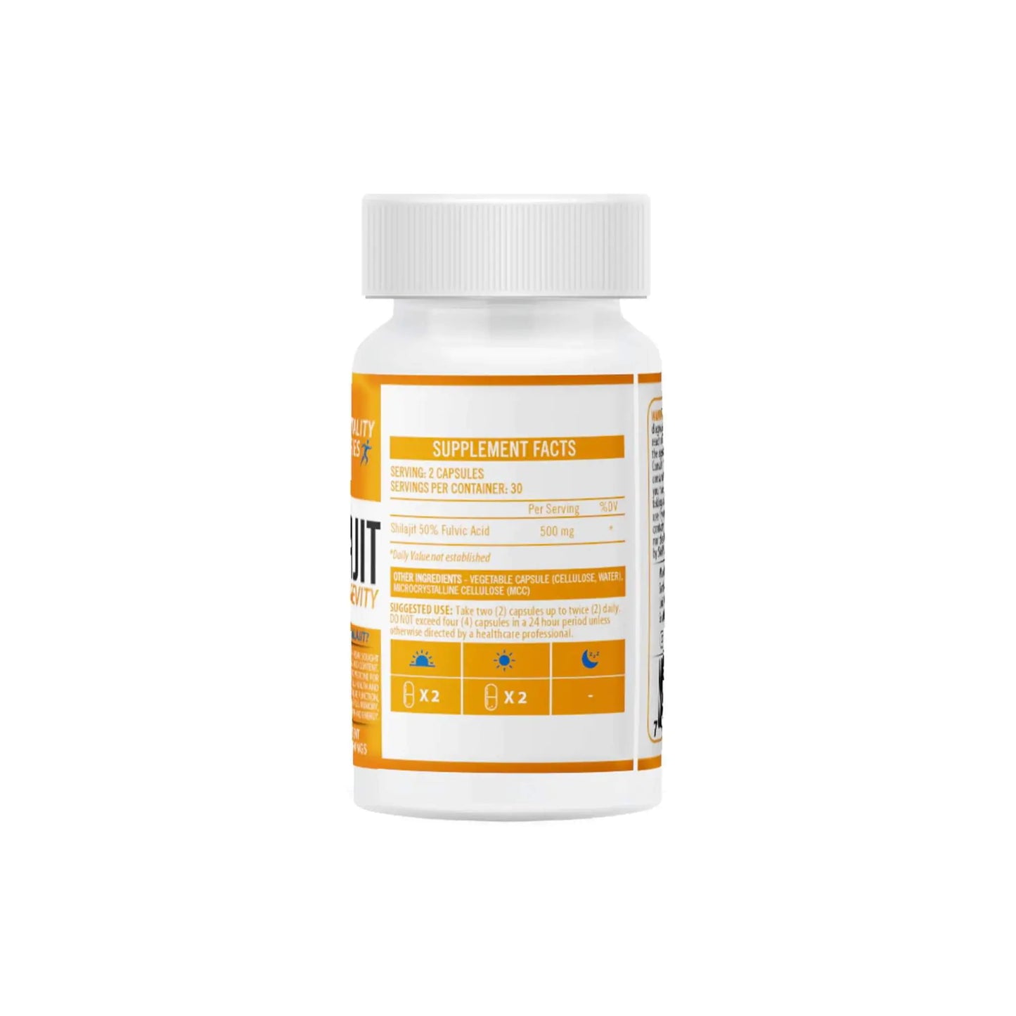 NeuroActive Shilajit supplement bottle showcasing supplement facts and serving information.