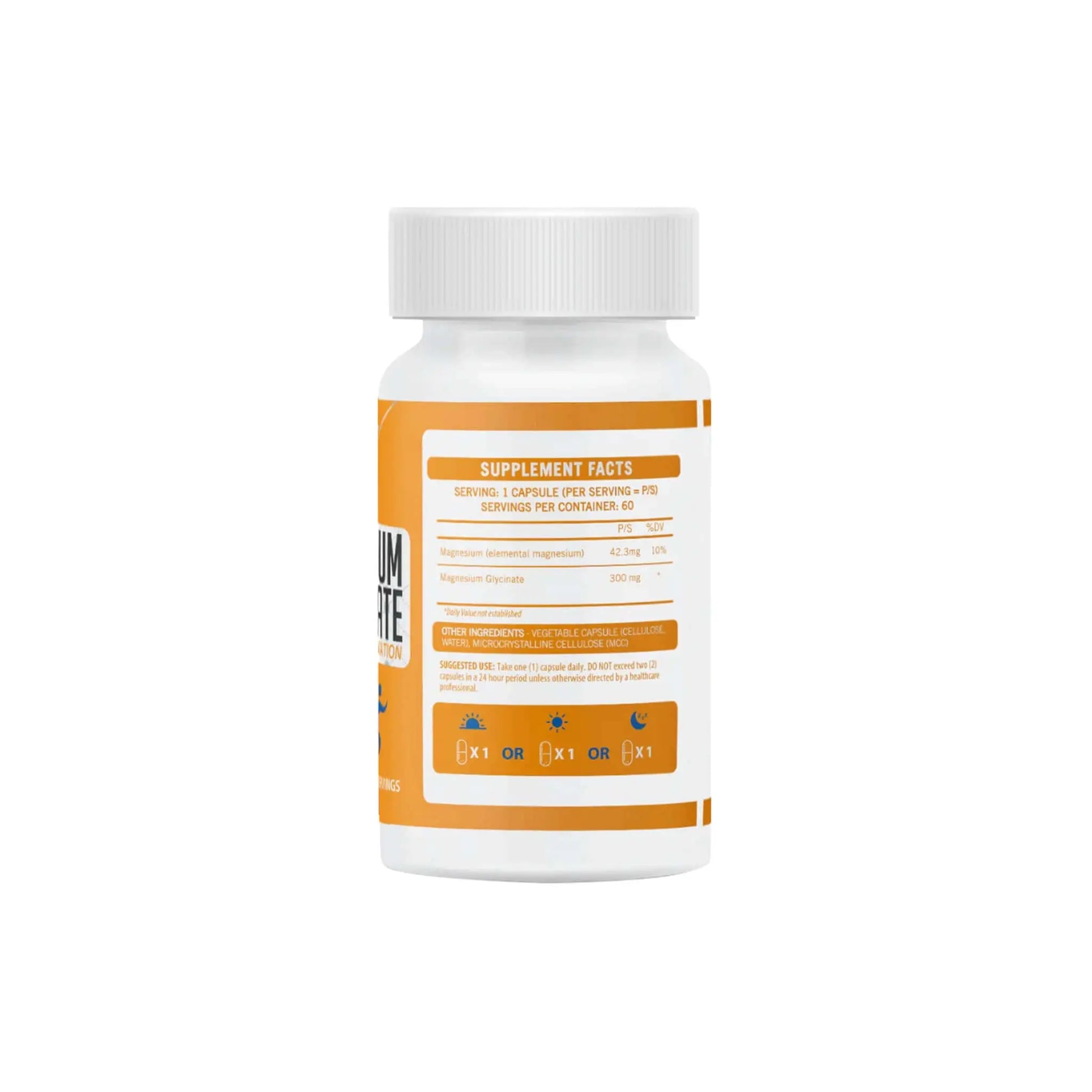 NeuroActive Magnesium Glycinate supplement facts label on a white bottle showing dosage and ingredients.