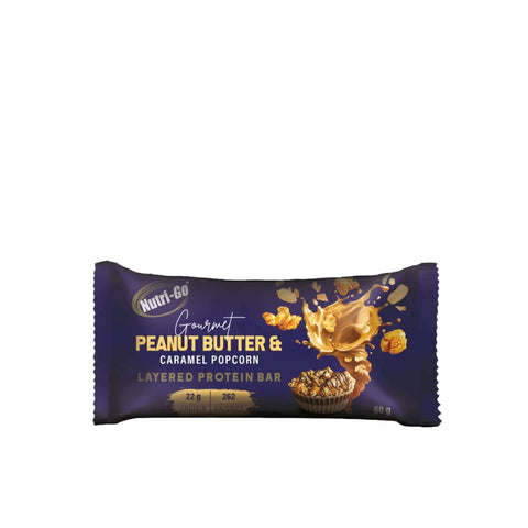 Nutri-Go Gourmet Peanut Butter & Caramel Popcorn Protein Bar