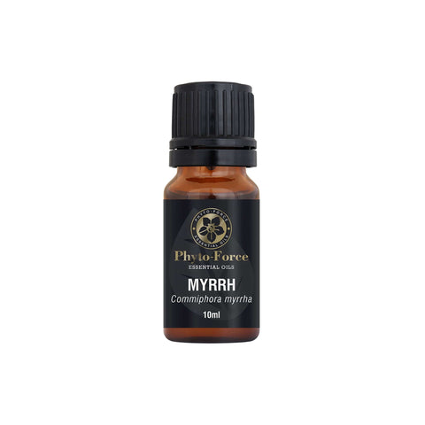 Phyto Force Myrrh Oil 10ml bottle, known for therapeutic properties and promoting circulation.