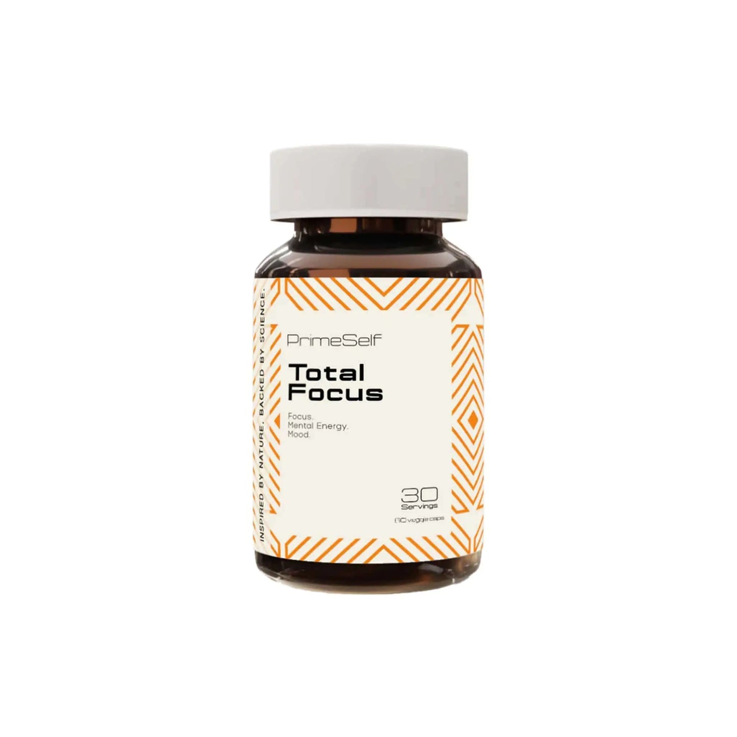 PrimeSelf Total Focus supplement bottle, designed to enhance focus, energy, and mood for optimal performance.