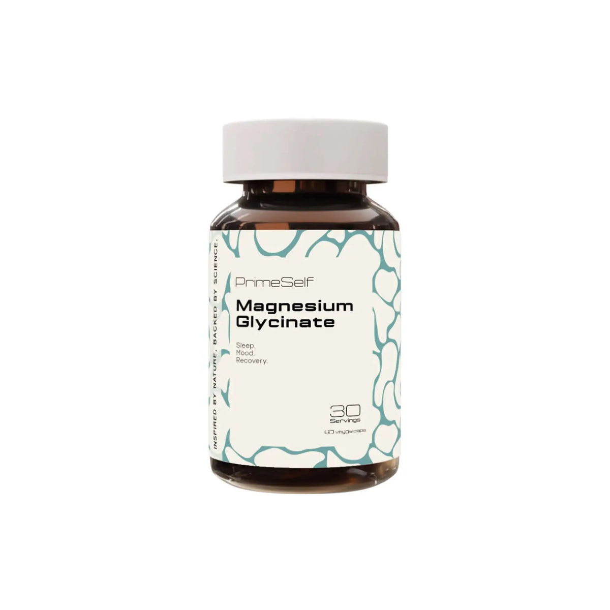 PrimeSelf Magnesium Glycinate 500mg supplement bottle for sleep, recovery, and overall health support.
