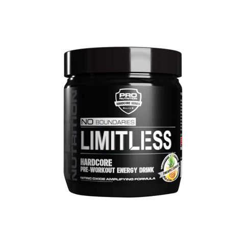 Pro Nutrition Limitless pre-workout supplement jar, designed for elite athletes to enhance endurance and performance.