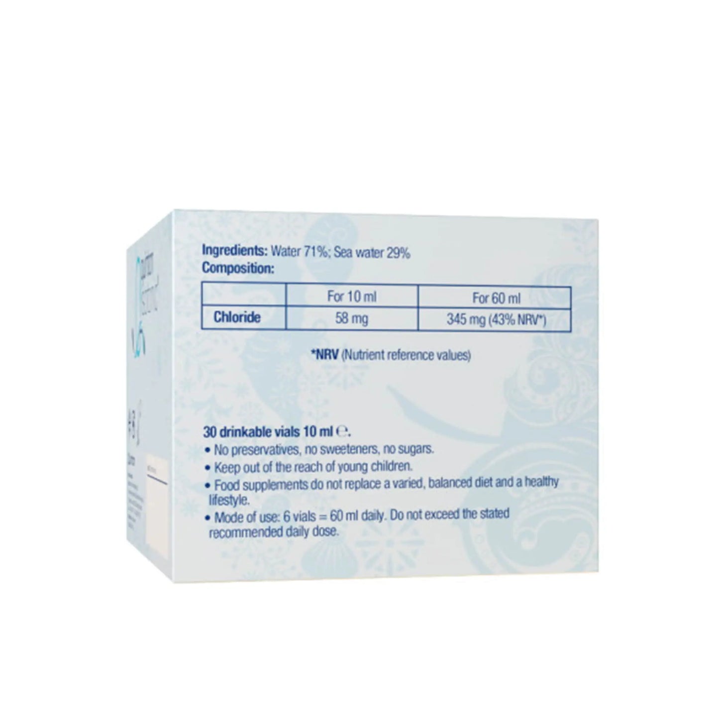 Quinton Isotonic product packaging with ingredient details and usage instructions for a natural mineral solution.