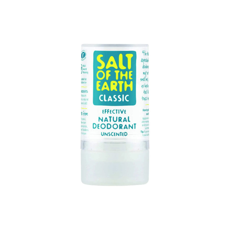 Salt of the Earth Classic Deodorant Stick, natural and unscented, prevents body odour effectively and is hypoallergenic.