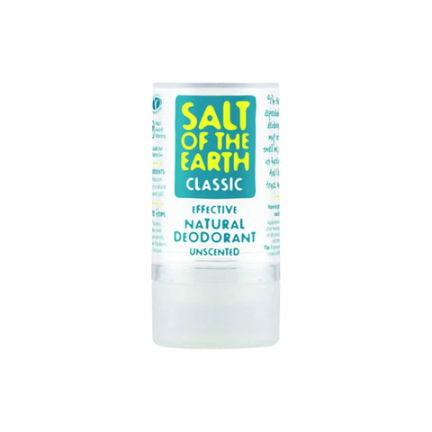 Salt of the Earth Classic Deodorant Stick, natural and unscented, prevents body odour effectively and is hypoallergenic.