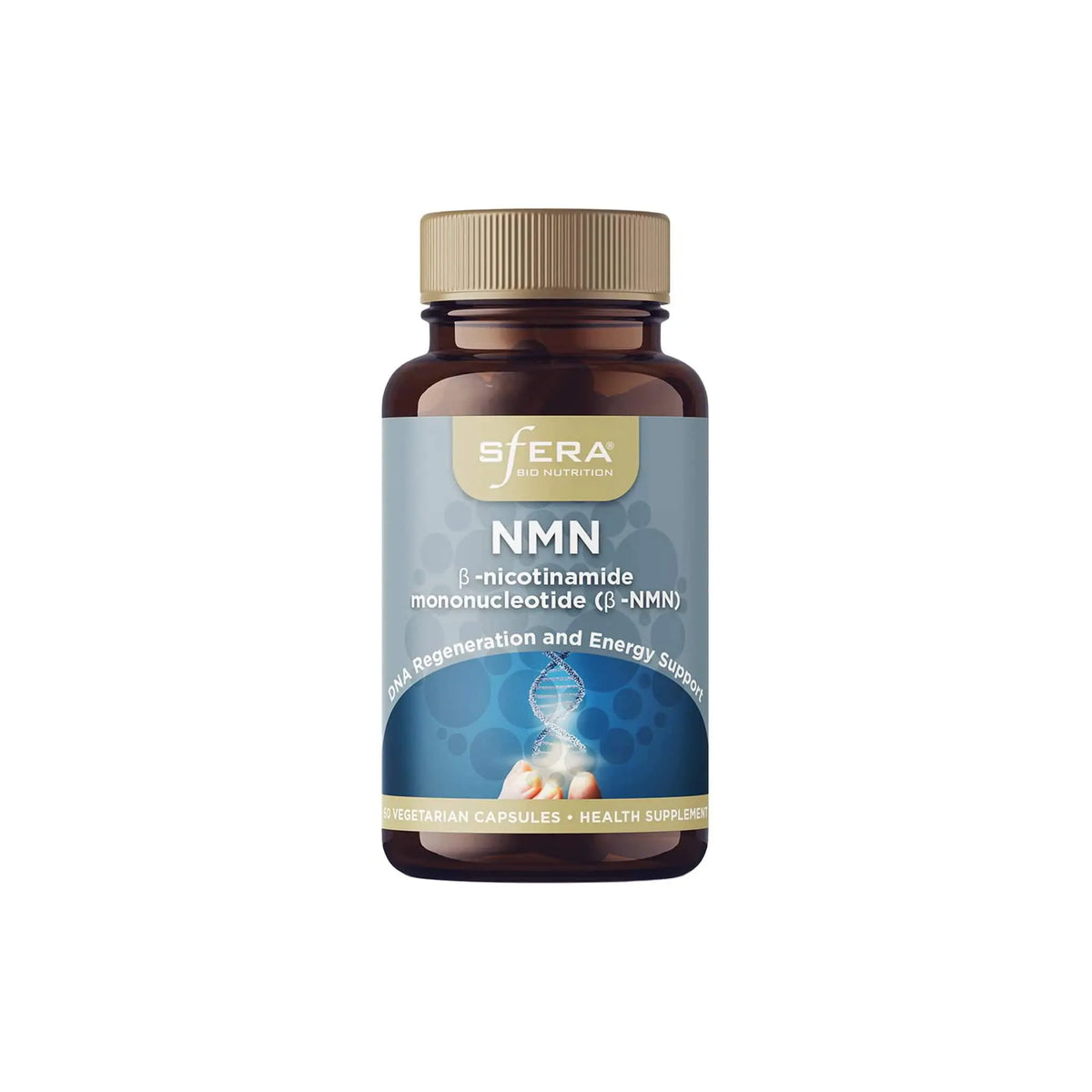 Sfera NMN supplement bottle featuring β-Nicotinamide Mononucleotide for energy and healthy aging support.