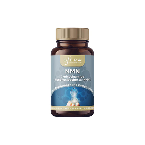 Sfera NMN supplement bottle featuring β-Nicotinamide Mononucleotide for energy and healthy aging support.