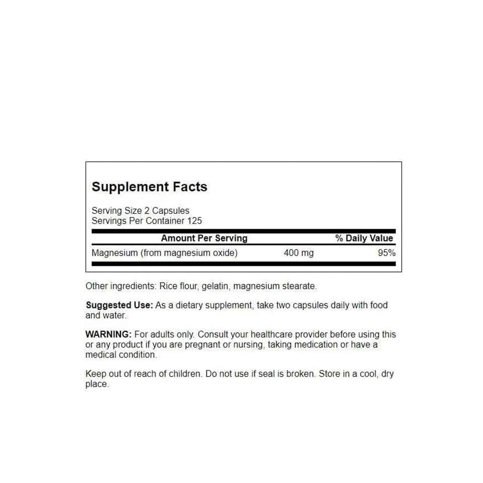 Swanson Magnesium Oxide 200mg Swanson