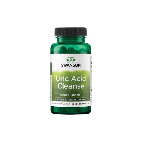 Swanson Uric Acid Cleanse dietary supplement bottle for kidney support, containing 60 veggie capsules.