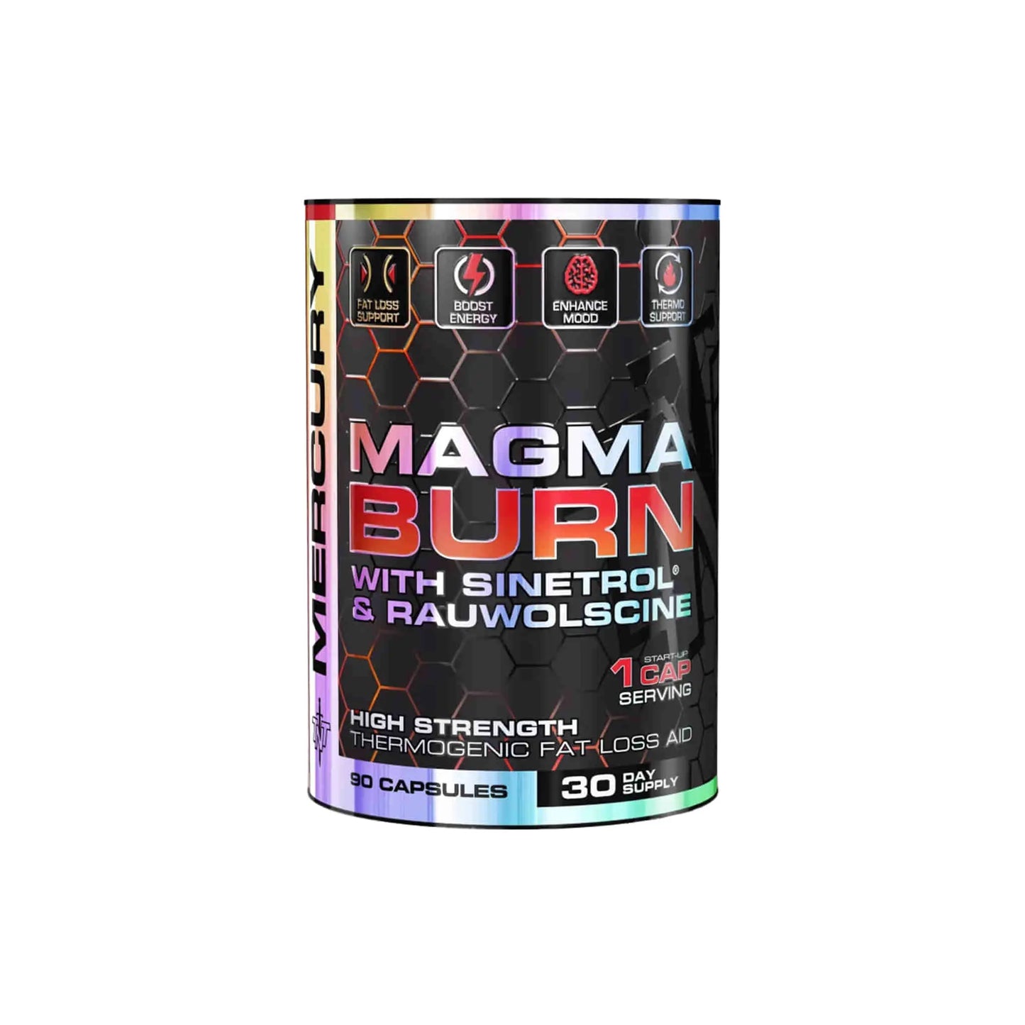 TNT Mercury Magma Burn supplement, dietary capsules with Sinetrol for fat loss and enhanced energy, 90 capsules.