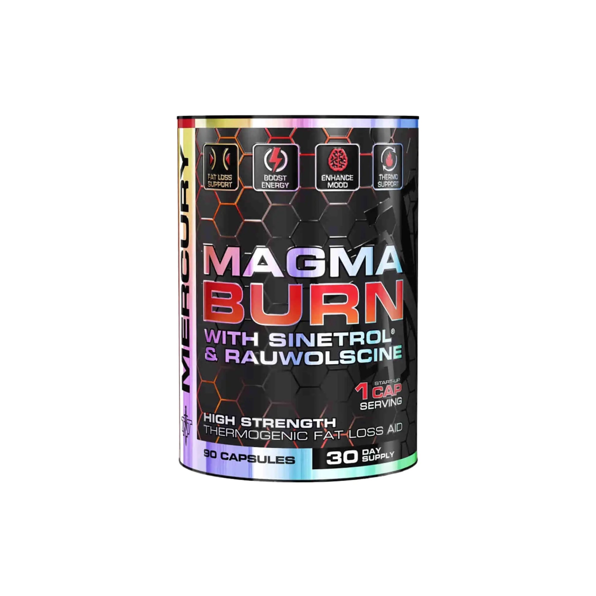 TNT Mercury Magma Burn supplement, dietary capsules with Sinetrol for fat loss and enhanced energy, 90 capsules.