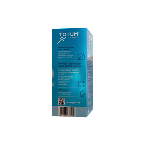 Totum Sport Nite isotonic drink box with 100% seawater, promoting hydration, muscle recovery, and improved sleep quality.