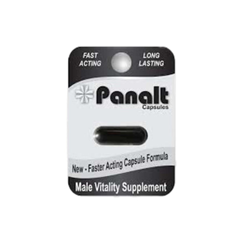 Panalt capsules packaging showcasing faster acting formula for male vitality supplement.