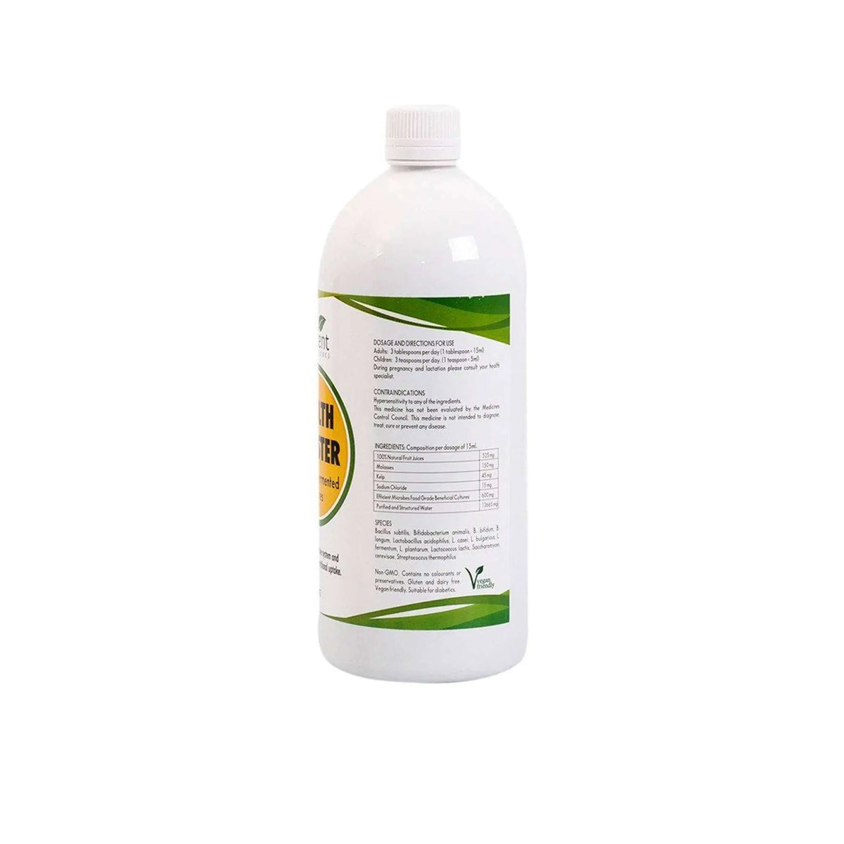 Efficient Microbes Health Booster bottle showcasing its unique fermented bacterial formula for soil health.