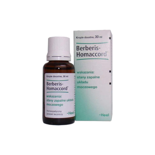 Berberis-Homaccord homeopathic remedy for inflammation in the urogenital tract, 30ml bottle with box.