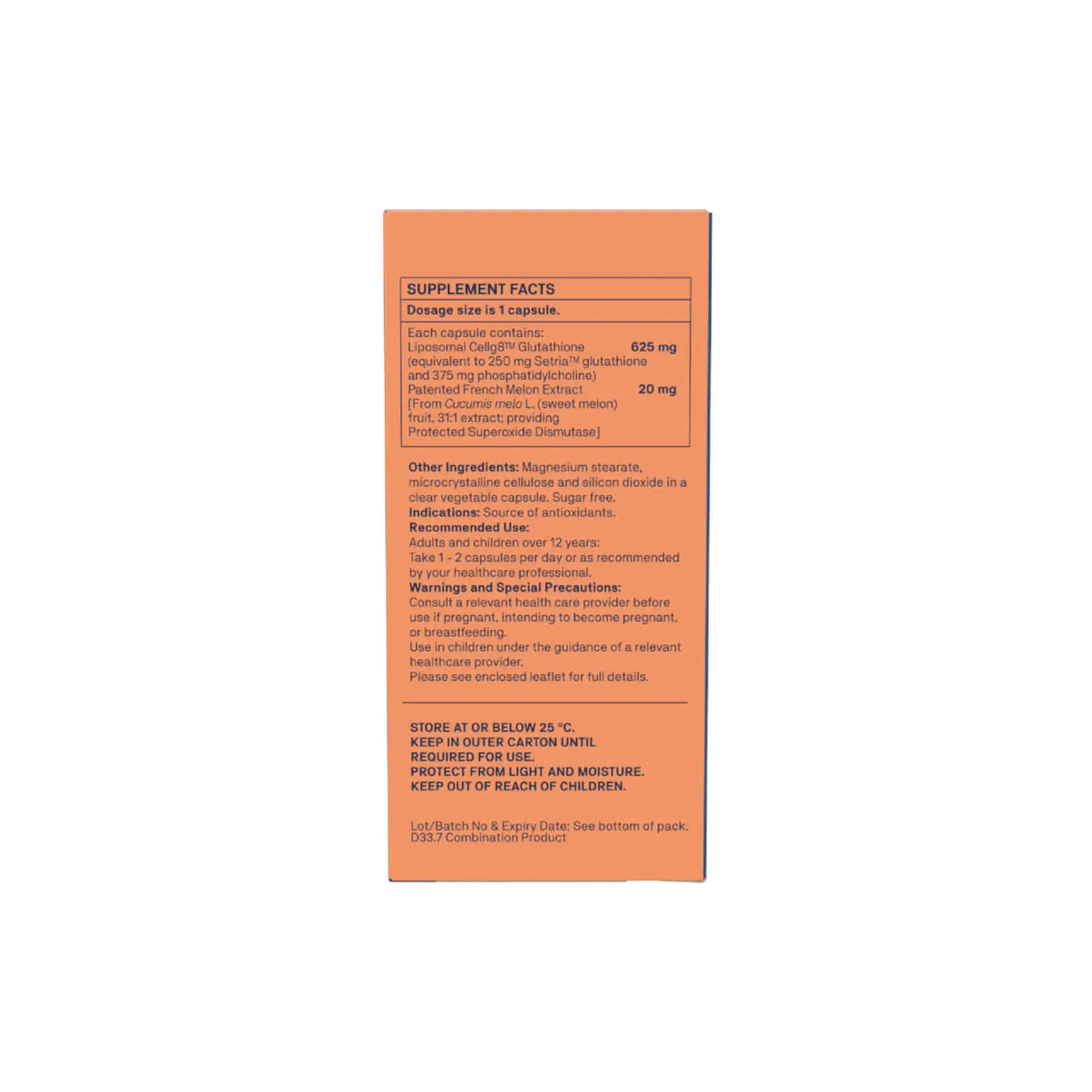 Supplement facts label for Natroceutics Glutathione SOD Advanced, detailing ingredients and dosage information.