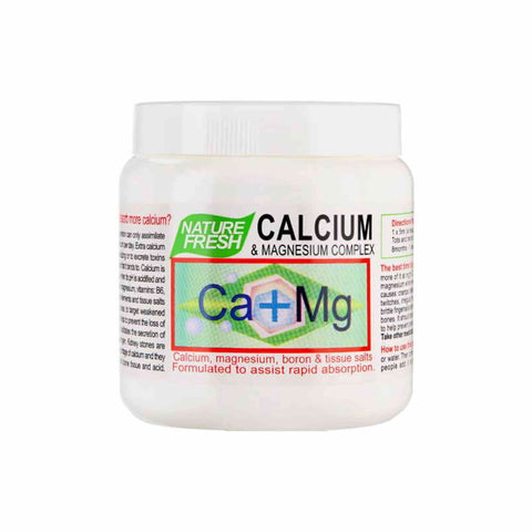 Nature Fresh Calcium & Magnesium Complex Powder jar with essential minerals for health and vitality.