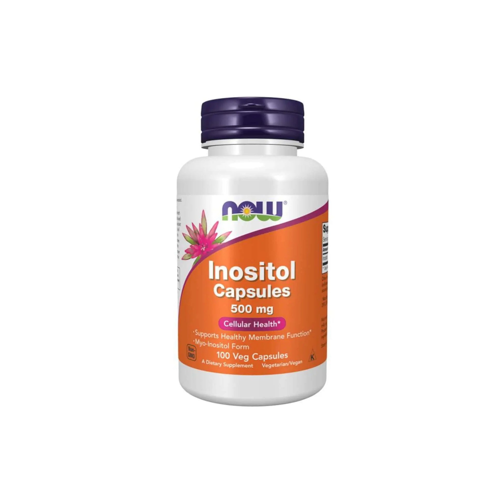 Now Foods Inositol 500mg capsules bottle, supports cellular health and healthy membrane function.