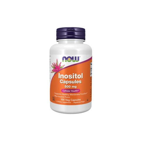 Now Foods Inositol 500mg capsules bottle, supports cellular health and healthy membrane function.