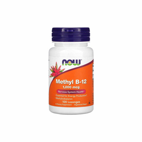 NOW Foods Methyl B-12 1000mg lozenges for energy production and nervous system health, 100 vegetarian capsules.
