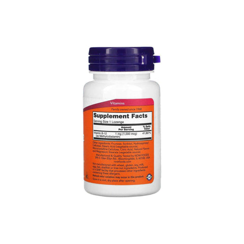 NOW Foods Methyl B-12 1000mg lozenges for energy production and nervous system health, 100 vegetarian capsules.