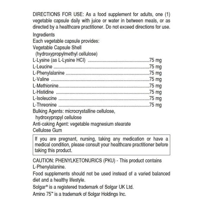 SOLGAR AMINO 75 - Solgar | Energize Health