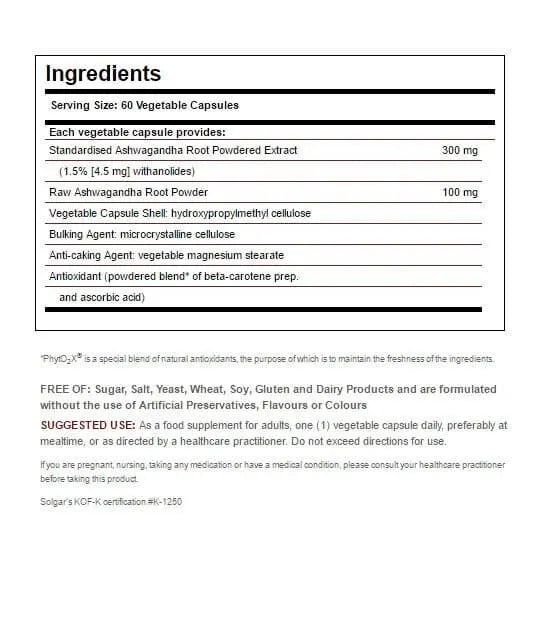 SOLGAR ASHWAGANDHA - Solgar | Energize Health