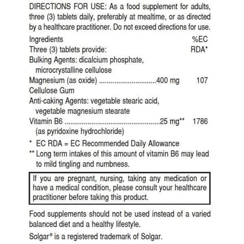 SOLGAR MAGNESIUM B6 - Solgar | Energize Health