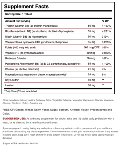 SOLGAR MEGASORB B-COMPLEX - Solgar | Energize Health