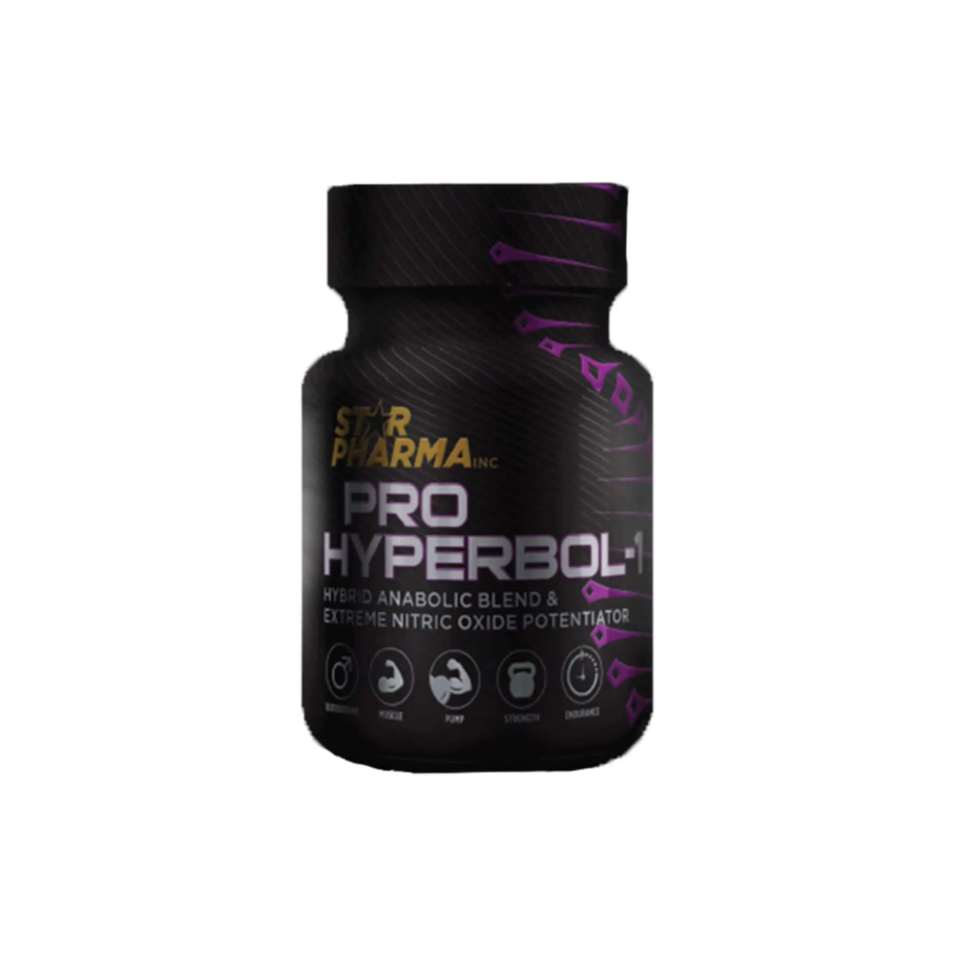 Star Pharma Pro Hyperbol-1 bottle, a hybrid anabolic blend for promoting lean muscle mass and enhancing nitric oxide levels.
